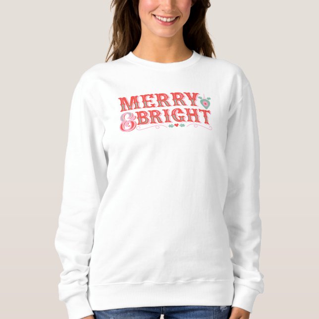 Sweatshirt Rose et rouge Retro Vintage Merry & Bright (Devant)