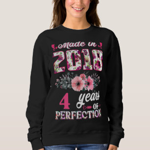 Sweatshirt Rose Fabriqué En 2018 4ème Bébé Anniversaire 4 Ann