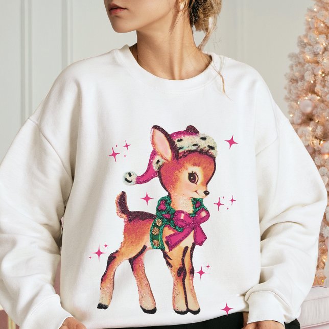 Sweatshirt ROSE NOEL mignon Rétro Reindeer Fête Étincelle Noë (Créateur téléchargé)