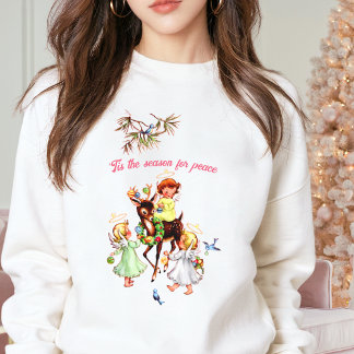 Sweatshirt ROSE NOEL Vintage Xmas Reindeer Angel Texte person