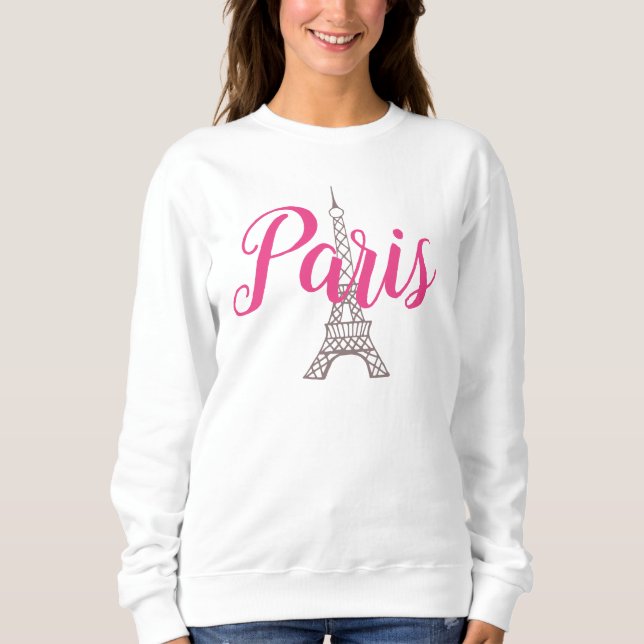 Sweatshirt Rose Rétro Paris  (Devant)