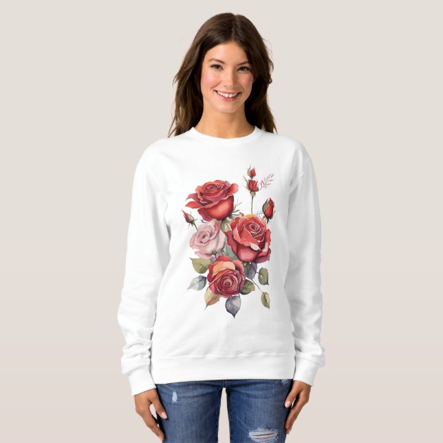 Sweatshirt Roses rouges (Devant entier)