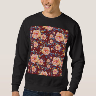 Sweatshirt Roses, sans soudure, motif arrière - plan rouge