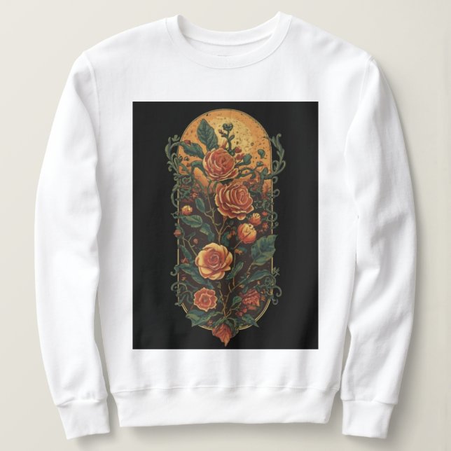 Sweatshirt Roses vintages et Plantes (Design devant)