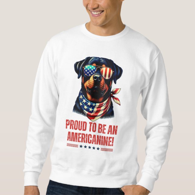 Sweatshirt Rottweiler 4 juillet lunettes de drapeau américain (Devant)
