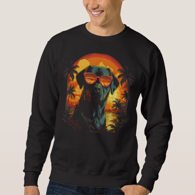 Sweatshirt Rottweiler avec lunettes de soleil Drôle Retro Chi (Devant)