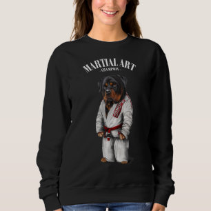 Sweatshirt Rottweiler Chien Judo Karate Master En Judogi Blan