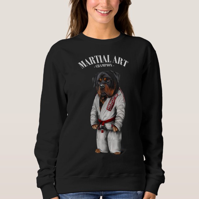 Sweatshirt Rottweiler Chien Judo Karate Master En Judogi Blan (Devant)