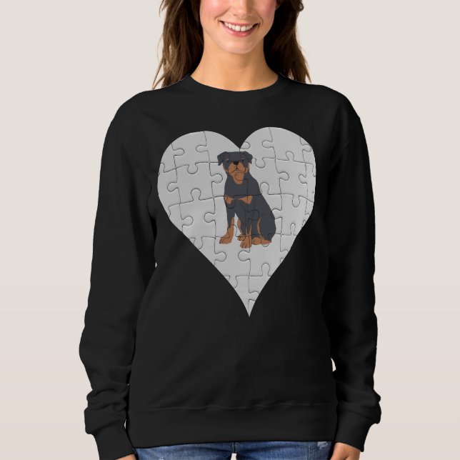 Sweatshirt Rottweiler Coeur Jigsaw Pièces Rottweiler (Devant)