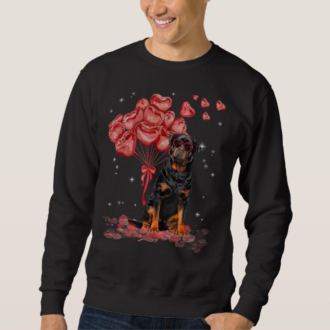 Sweatshirt Rottweiler Coeur Valentines Jour Chien Papa Maman  (Devant)