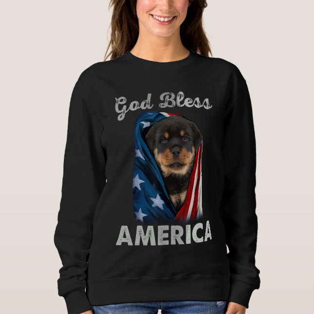 Sweatshirt Rottweiler Dog American USA Flag 4th of July Dog   (Devant)