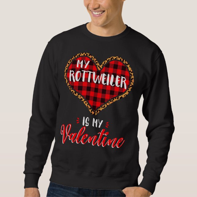 Sweatshirt Rottweiler est mon Valentine Heart Dog Leopard Buf (Devant)