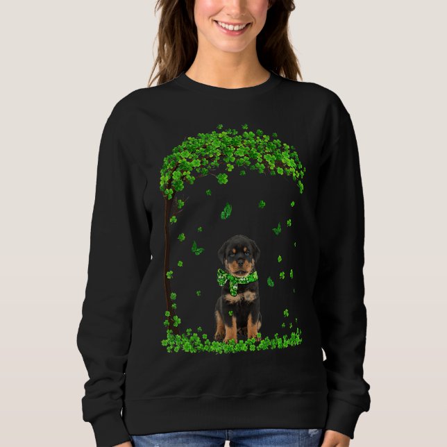 Sweatshirt Rottweiler Jour de la Saint Patrick Lover Shamrock (Devant)