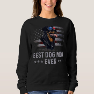 Sweatshirt Rottweiler Maman Vintage Drapeau américain Chien p