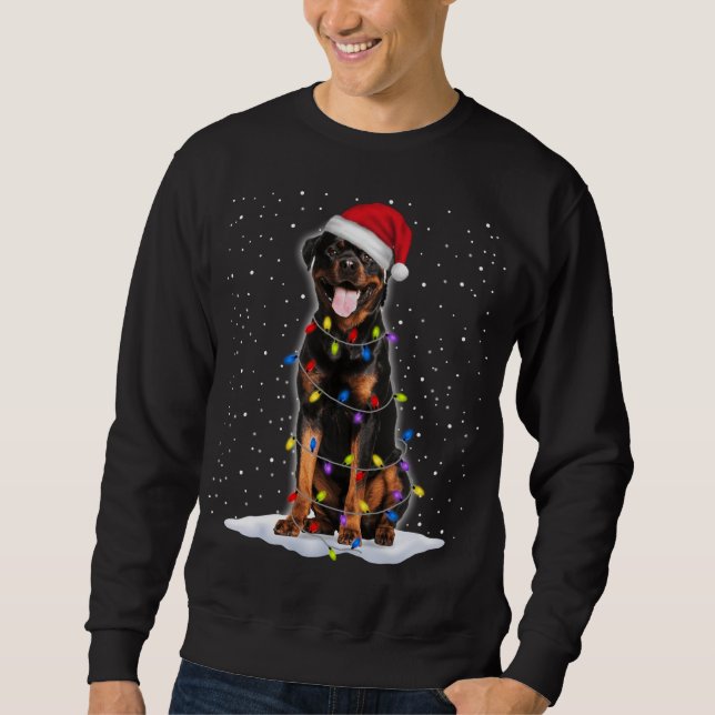 Sweatshirt Rottweiler Père Noël Christmas Tree Lights Noël (Devant)