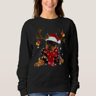 Sweatshirt Rottweiler Reindeder Noël lumières de Noël Paj