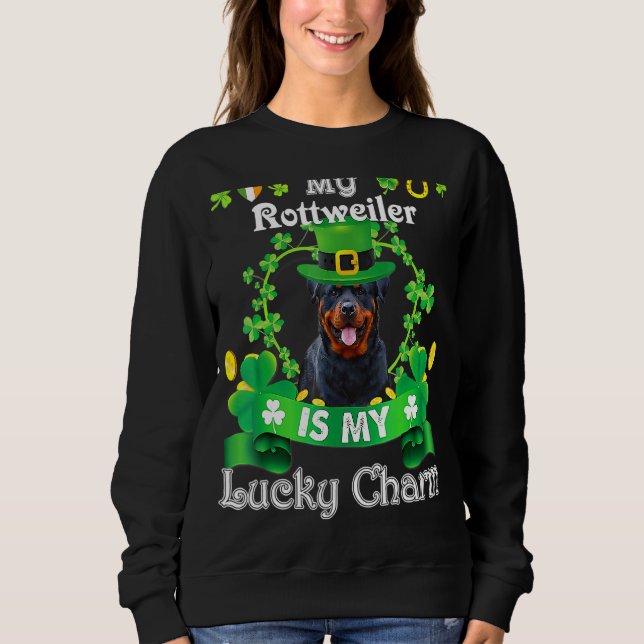 Sweatshirt Rottweiler St Patrick S Day Irlandais Drôle Amant  (Devant)