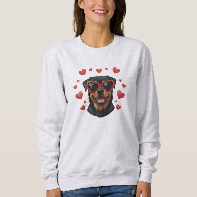 Sweatshirt Rottweiler Valentine Oil Painting Dog Portrait (Devant)