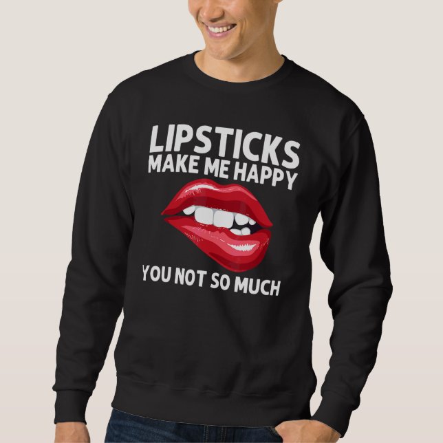 Sweatshirt Rouge à lèvres pour femmes filles mordant les lèvr (Devant)