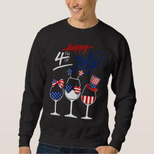 Sweatshirt Rouge Blanc Bleu Cool Vin Patriotique Verre Us Dra