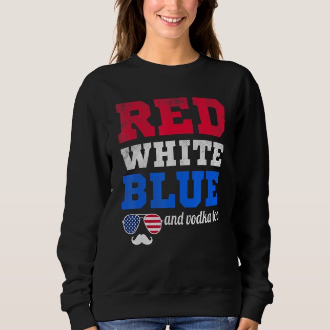 Sweatshirt Rouge Blanc Et Bleu Drapeau Du 4 Juillet (Devant)