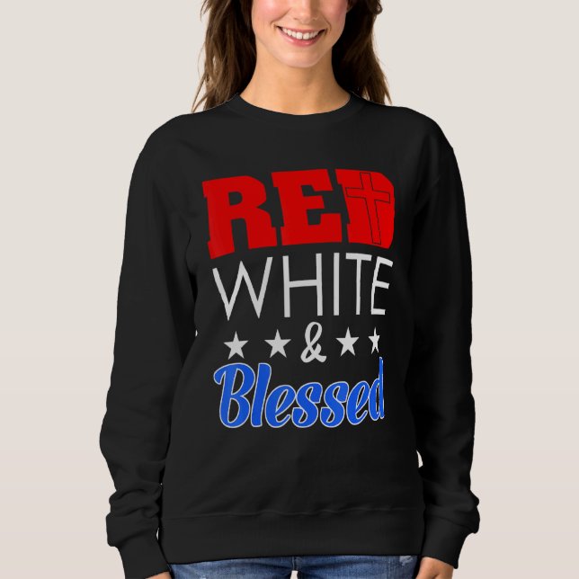 Sweatshirt Rouge Blanc Et Heureux Joyeux Jour De L'Indépendan (Devant)