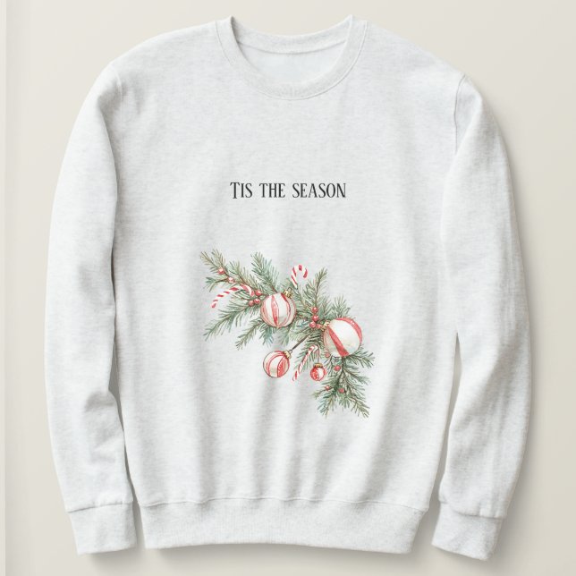 Sweatshirt Rouge Canne de Bonbon Noël (Design devant)