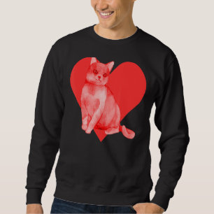 Sweatshirt Rouge Coeur mignon animal meilleur ami Chartreux C