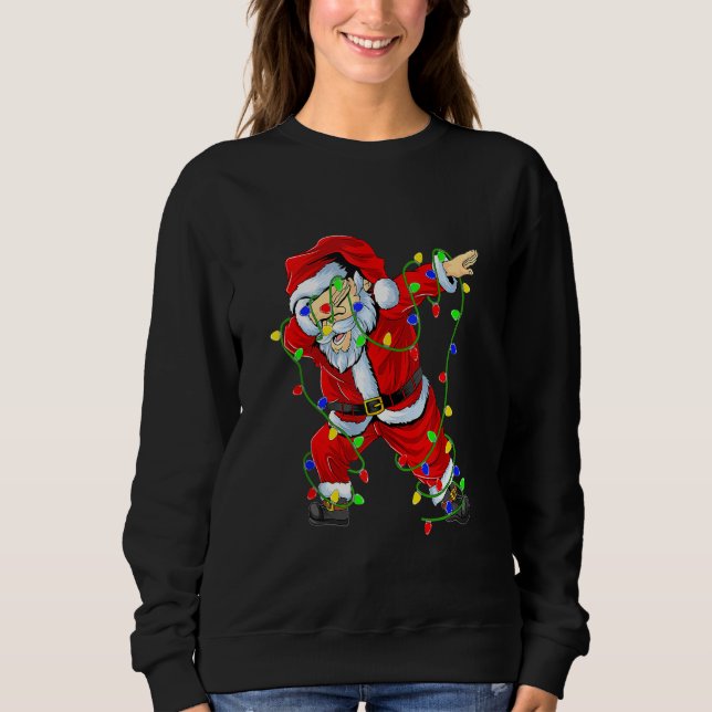 Sweatshirt Rouge Dabbing Père Noël Lighting Drôle Noël Da (Devant)