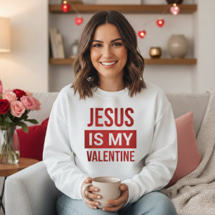 Sweatshirt Rouge et Blanc Jésus est ma Saint Valentin chrétie