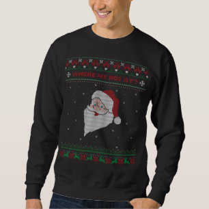 Sweatshirt Rouge et vert Où se trouve mon cheval ? Père Noël