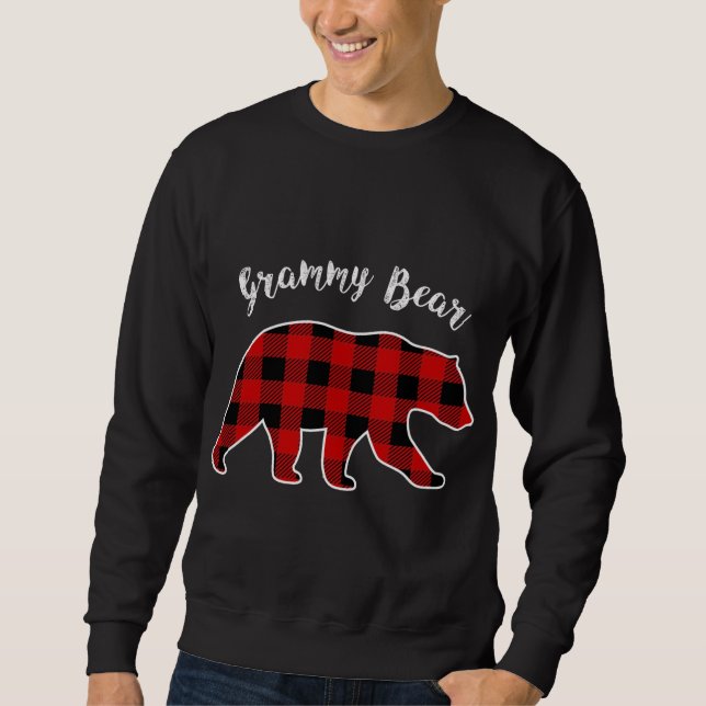 Sweatshirt Rouge Plaid Grammy Ours Correspondante Famille Buf (Devant)