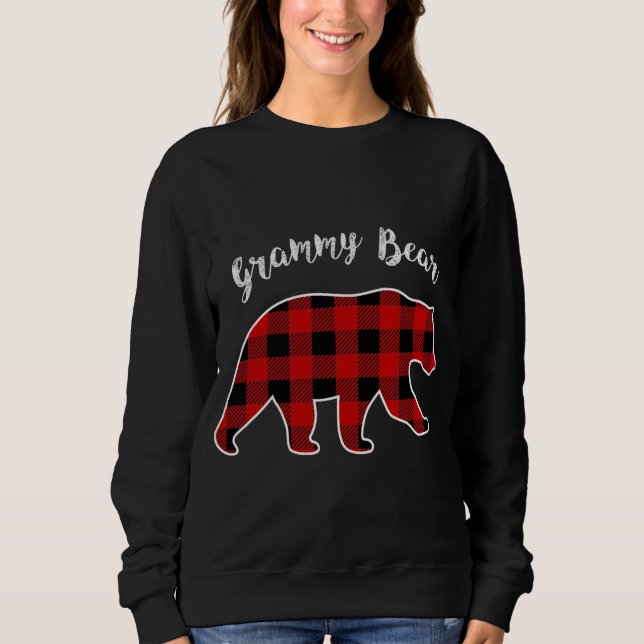 Sweatshirt Rouge Plaid Grammy Ours Correspondante Famille Buf (Devant)