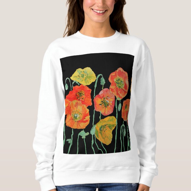Sweatshirt Rouge Populaire floral Aquarelle Art Fleur Motif T (Devant)