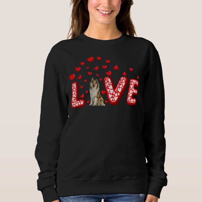 Sweatshirt Rough Collie Coeurs Amoureux de les chiens Love Ro (Devant)