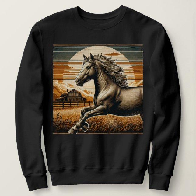 Sweatshirt Rouille/cheval vintage/Ouest (Design devant)