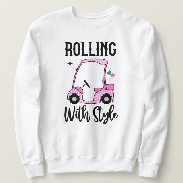 Sweatshirt Roulement Avec Style | Funny Golf Cart (Design devant)