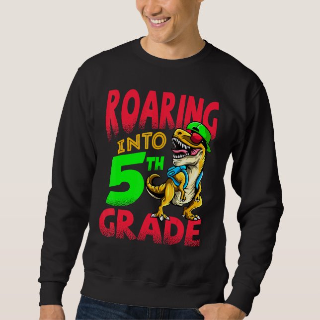 Sweatshirt Roulement en 5e année Dinosaure T-Rex Garçons Enfa (Devant)