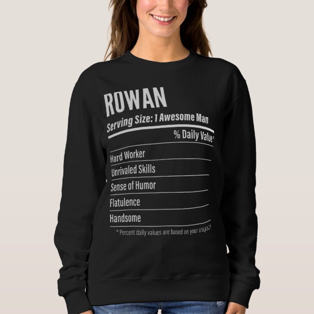 Sweatshirt Rowan Taille du service Nutrition Étiquette Calori (Devant)