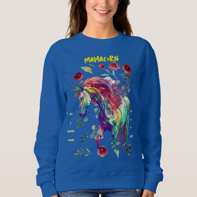 Sweatshirt (Royal Blue) Vert) Mama Unicorn (Devant)