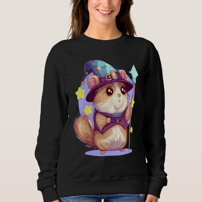 Sweatshirt RPG de hamster sorcier mignon geek jeu de rôle sur (Devant)