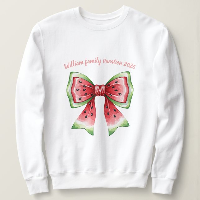 Sweatshirt Ruban de noeud papillon coquette pastèque personna (Design devant)