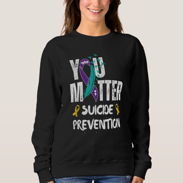 Sweatshirt Ruban de sensibilisation à la prévention du suicid (Devant)