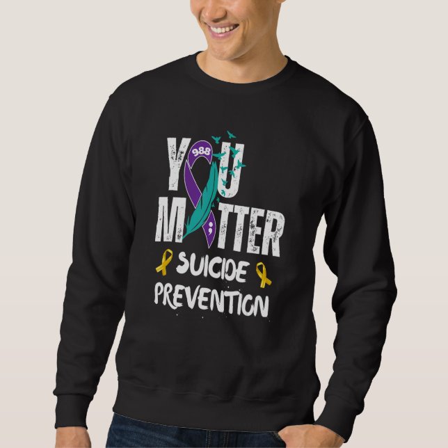 Sweatshirt Ruban de sensibilisation à la prévention du suicid (Devant)