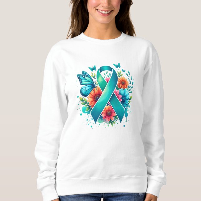 Sweatshirt Ruban de sensibilisation Turquoise Myasthenia Grav (Devant)