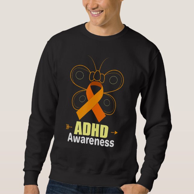 Sweatshirt Ruban orange Ajouter Une Sensibilisation Adhd (Devant)