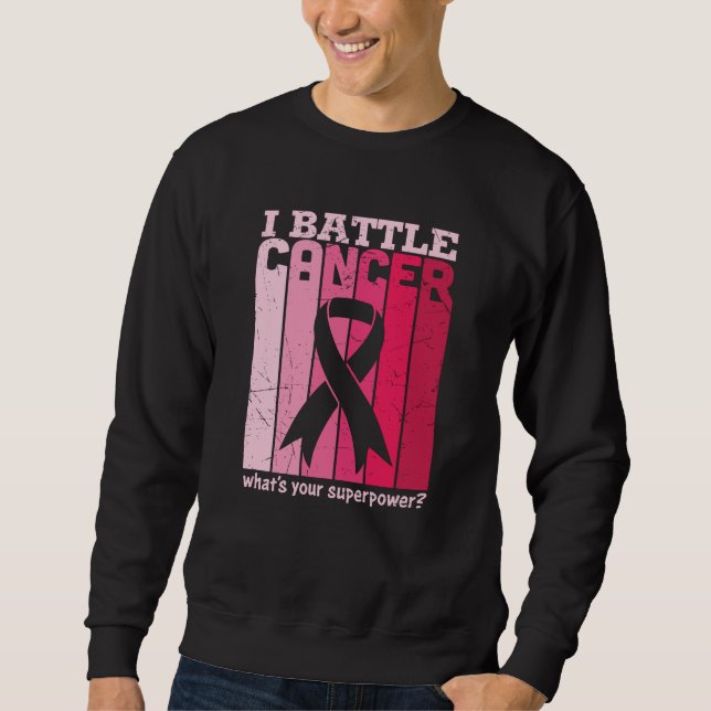 Sweatshirt Ruban rose Bataille Cancer Survivant Soutien Guerr (Devant)