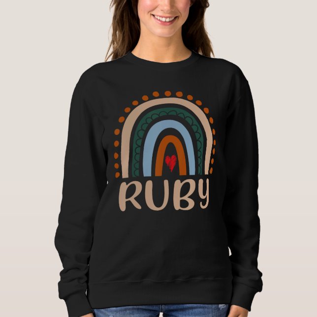 Sweatshirt Ruby Nom Personnalisé Drôle Femmes Rainbow Ruby (Devant)