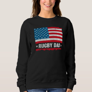Sweatshirt Rugby Papa America Us Drapeau Patriote Vintage