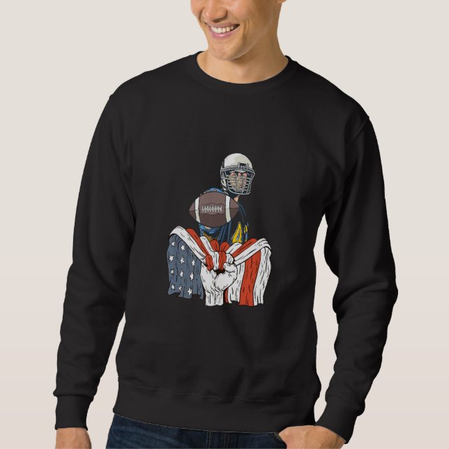 Sweatshirt Rugby Player with American Flag Premium (Devant)